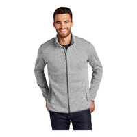 Port Authority F232 Unisex Customizable Gray Heather Fleece Sweater Jacket - M