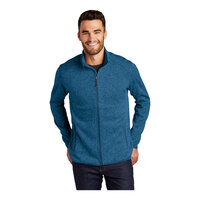 Port Authority F232 Unisex Customizable M Blue Heather Fleece Sweater Jacket - 3X
