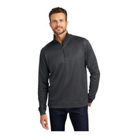 Port Authority K805 Unisex Customizable Iron Gray / Black Vertical Texture Quarter-Zip Pullover Sweater - Poly / Cotton Blend - 2X