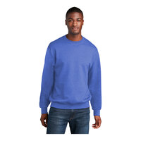 Port & Company PC78 Unisex Customizable Heather Royal Core Fleece Crewneck Sweatshirt - Cotton / Poly Blend - L
