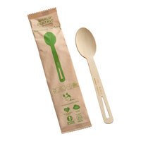 World Centric 6 11/16" Wrapped Compostable Bamboo Spoon - 750/Case