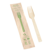 World Centric 6 11/16" Wrapped Compostable Bamboo Fork - 750/Case