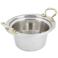 Bon Chef 5650HR 10" x 9" x 5" Stainless Steel 2 Qt. Arches Design Casserole with Round Brass Handles