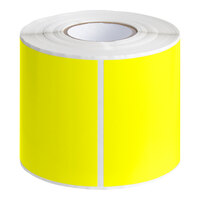 Lavex 3" x 6" Bright Yellow Semi-Gloss Paper Permanent Rectangular Inventory Label - 250/Roll