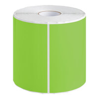 Lavex 5" x 7" Fluorescent Green Semi-Gloss Paper Permanent Rectangular Inventory Label - 500/Roll