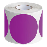 Lavex 3" Purple Semi-Gloss Paper Permanent Round Inventory Label - 500/Roll