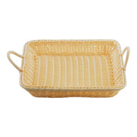 Tablecraft 15 1/2" x 12 1/2" Rectangular Natural Polypropylene Basket with Handles