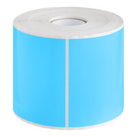 Lavex 4" x 6" Sky Blue Semi-Gloss Paper Permanent Rectangular Inventory Label - 500/Roll