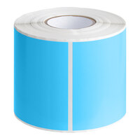 Lavex 3" x 6" Sky Blue Semi-Gloss Paper Permanent Rectangular Inventory Label - 250/Roll