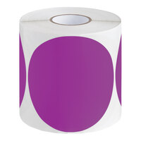 Lavex 4" Purple Semi-Gloss Paper Permanent Round Inventory Label - 500/Roll