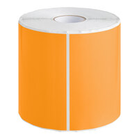 Lavex 5" x 7" Fluorescent Orange Semi-Gloss Paper Permanent Rectangular Inventory Label - 500/Roll