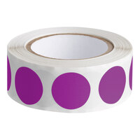 Lavex 3/4" Purple Semi-Gloss Paper Permanent Round Inventory Label - 500/Roll