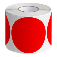 Lavex 3" Standard Red Semi-Gloss Paper Permanent Round Inventory Label - 500/Roll