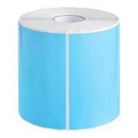 Lavex 5" x 7" Sky Blue Semi-Gloss Paper Permanent Rectangular Inventory Label - 500/Roll