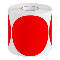 Lavex 4" Standard Red Semi-Gloss Paper Permanent Round Inventory Label - 500/Roll