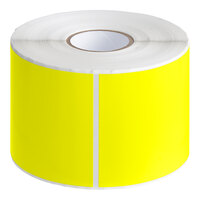 Lavex 3" x 10" Bright Yellow Semi-Gloss Paper Permanent Rectangular Inventory Label - 250/Roll