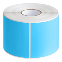 Lavex 3" x 10" Sky Blue Semi-Gloss Paper Permanent Rectangular Inventory Label - 250/Roll