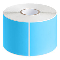 Lavex 3" x 5" Sky Blue Semi-Gloss Paper Permanent Rectangular Inventory Label - 500/Roll