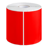 Lavex 5" x 7" Standard Red Semi-Gloss Paper Permanent Rectangular Inventory Label - 500/Roll