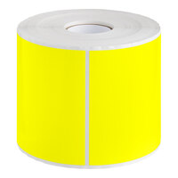 Lavex 4" x 6" Bright Yellow Semi-Gloss Paper Permanent Rectangular Inventory Label - 500/Roll