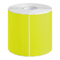 Lavex 5" x 7" Fluorescent Chartreuse Semi-Gloss Paper Permanent Rectangular Inventory Label - 500/Roll