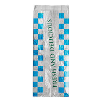 Bagcraft 3 1/2" x 1 1/2" x 8 1/2" Printed "Fresh and Delicious" Foil Honeycomb Hot Dog Bag - 1000/Case