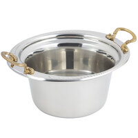 Bon Chef 5450HR 10" x 9" x 5" Stainless Steel 2 Qt. Casserole Laurel Design Food Pan with Round Brass Handles