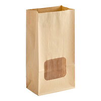 Bagcraft 7 1/2" x 4 1/4" x 14 5/8" Natural Tortilla Chip / Snack Bag with Window - 250/Case