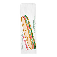 Bagcraft 4 1/2" x 2" x 14" White Printed "Submarine" Sub Sandwich Bag - 1000/Case