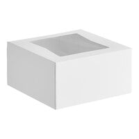 Baker's Lane 8" x 8" x 4" White Customizable Auto-Popup Window Cake / Bakery Box - 150/Case