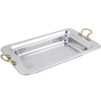 Bon Chef 5306HR 20" x 12" x 2" Stainless Steel 1 Gallon 3/4 Size Rectangular Bolero Design Food Pan with Round Brass Handles