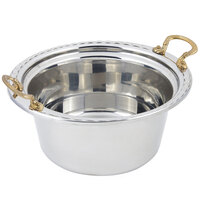 Bon Chef 5660HR 12" x 12" x 6" Stainless Steel 5 Qt. Arches Design Casserole Food Pan with Round Brass Handles