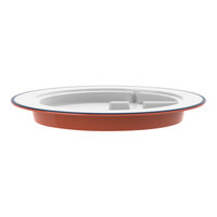 RAK Porcelain Sensate 9 1/8" Matte Brown Porcelain Plate with White Interior and Blue Rim - 6/Case