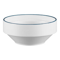 RAK Porcelain Sensate 8.8 oz. White Porcelain Bowl with Blue Rim - 12/Case