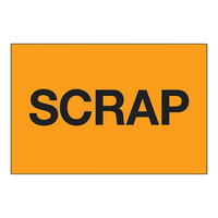 Tape Logic 2" x 3" Scrap Fluorescent Orange Semi-Gloss Paper Permanent Inventory Rectangular Label - 500/Roll