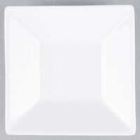 Libbey Slate 5" Ultra Bright White Square Porcelain Saucer with Well Ring - Sample