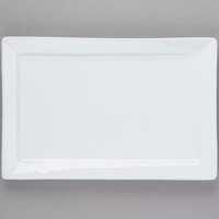 Libbey Slate 12" x 8" Ultra Bright White Wide Rim Rectangular Porcelain Plate - Sample