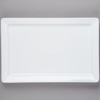 Libbey Slate Select 12" x 8" Ultra Bright White Embossed Wide Rim Rectangular Porcelain Plate - Sample