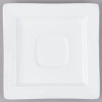 Libbey Slate 5 7/8" Ultra Bright White Wide Rim Square Porcelain Saucer with Well Ring - Sample