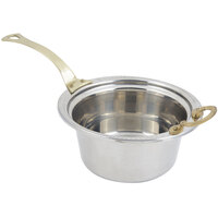 Bon Chef 5460HL 12" x 12" x 6" Stainless Steel 5 Qt. Casserole Laurel Design Food Pan with Long Brass Handle