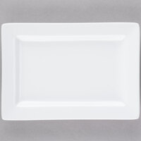 Libbey Slate 8" x 5 5/8" Ultra Bright White Wide Rim Rectangular Porcelain Plate - Sample