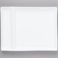 Libbey Slate 9" x 7" Ultra Bright White 2-Compartment Porcelain Cocktail Plate - Sample