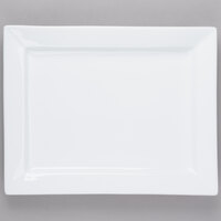 Libbey Slate 14" x 11" Ultra Bright White Wide Rim Rectangular Porcelain Plate - Sample