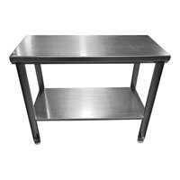 SSL Industries SSL-1001-AP-S-72X30 30" x 72" 11 Gauge 304 Stainless Steel Work Table with Undershelf and Adjustable UHMW Foot Pads