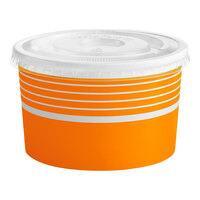 Choice 16 oz. Orange Paper Frozen Yogurt / Food Cup with Flat Lid - 50/Case