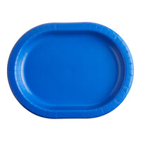 Creative Converting 372609 12" x 9 1/4" Cobalt Blue Oval Paper Platter - 96/Case