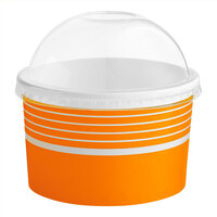 Choice 16 oz. Orange Paper Frozen Yogurt / Food Cup with Dome Lid - 50/Case