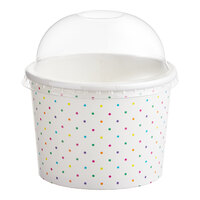 Choice 12 oz. Polka Dot Paper Frozen Yogurt / Food Cup with Dome Lid - 50/Case