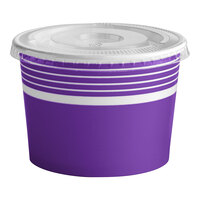 Choice 12 oz. Purple Paper Frozen Yogurt / Food Cup with Flat Lid - 50/Case