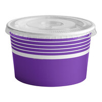 Choice 8 oz. Purple Paper Frozen Yogurt / Food Cup with Flat Lid - 50/Case